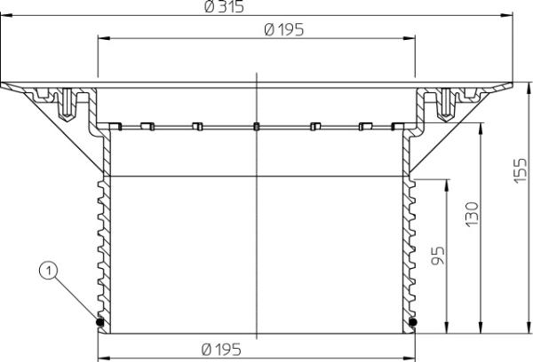 Aufstockelement 130mm / d 195mm mit Dichtflansch  HL618